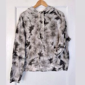 GAP Hooded Novel Tie Dye Sweatshirt Size L Black Grey